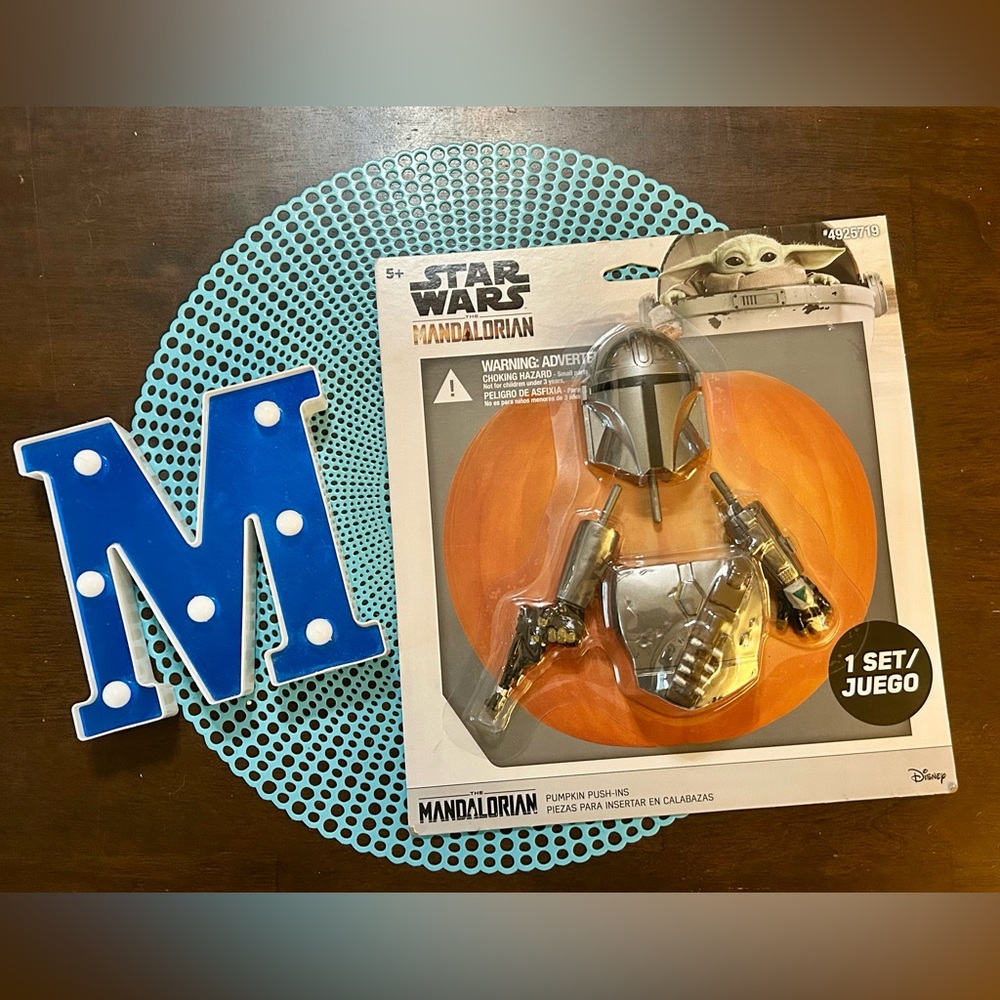 Disney Star Wars Mandalorian Pumpkin Kit with Silver and Orange; sealed.